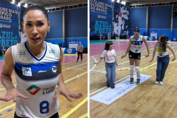 Non Stop mostra a bicampeã olímpica Jaqueline passando a coreografia das “Maravicherrys” para Juju e Lívia.