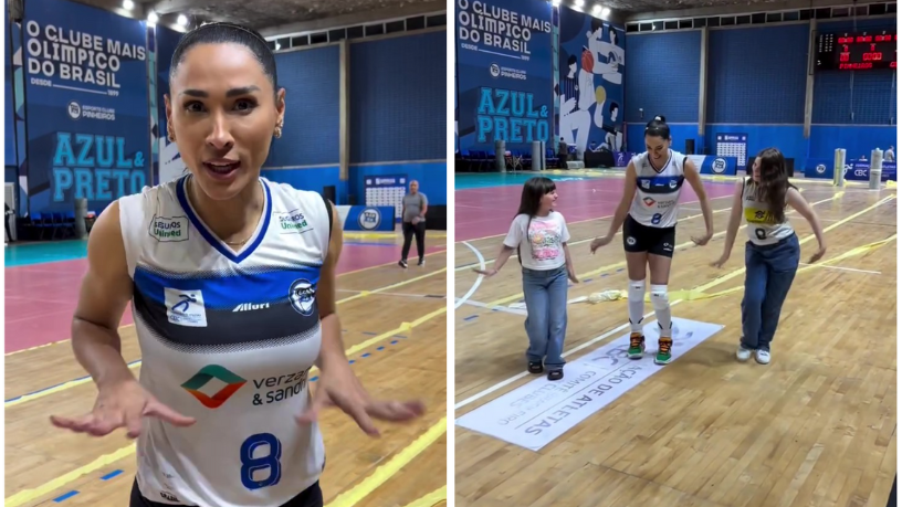 Non Stop mostra a bicampeã olímpica Jaqueline passando a coreografia das “Maravicherrys” para Juju e Lívia.